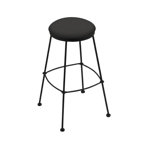 25" Stationary Counter Stool, Black Wrinkle, Canter Iron Seat